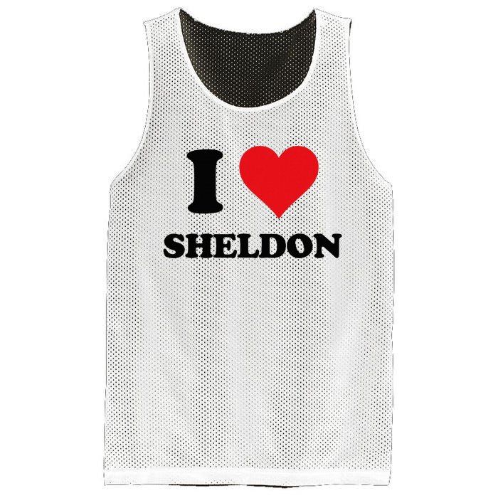 I Heart Sheldon First Name Mesh Reversible Basketball Jersey Tank