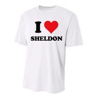 I Heart Sheldon First Name Performance Sprint T-Shirt