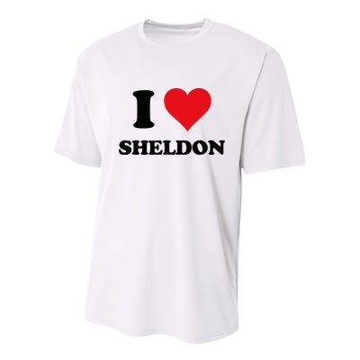 I Heart Sheldon First Name Youth Performance Sprint T-Shirt