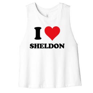 I Heart Sheldon First Name Women's Racerback Cropped Tank