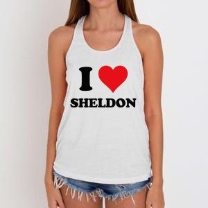 I Heart Sheldon First Name Women's Knotted Racerback Tank