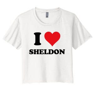 I Heart Sheldon First Name Women's Crop Top Tee