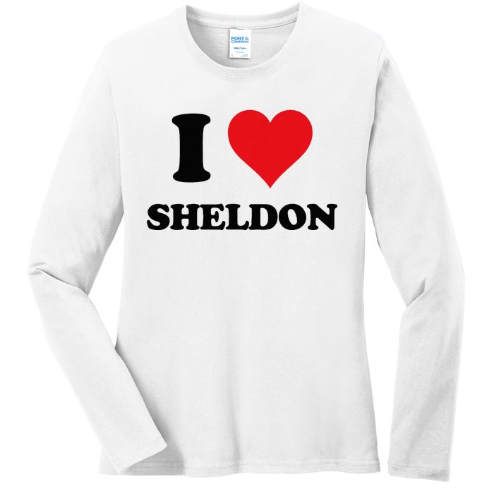 I Heart Sheldon First Name Ladies Long Sleeve Shirt