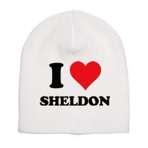 I Heart Sheldon First Name Short Acrylic Beanie