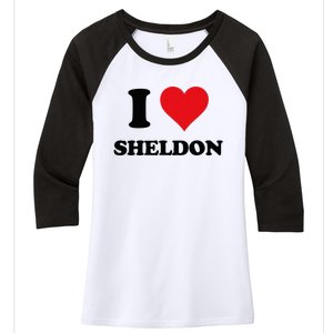 I Heart Sheldon First Name Women's Tri-Blend 3/4-Sleeve Raglan Shirt