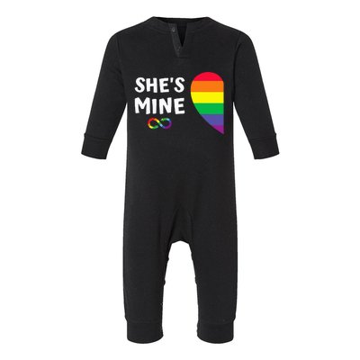 im hers shes mine matching for pride lesbian couples LGBTQ Infant Fleece One Piece