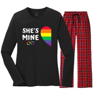 im hers shes mine matching for pride lesbian couples LGBTQ Women's Long Sleeve Flannel Pajama Set 