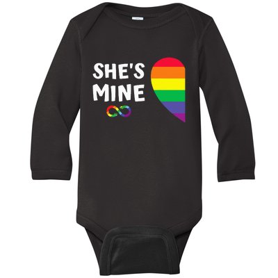 im hers shes mine matching for pride lesbian couples LGBTQ Baby Long Sleeve Bodysuit