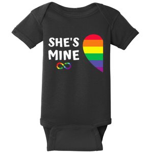 im hers shes mine matching for pride lesbian couples LGBTQ Baby Bodysuit