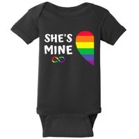 im hers shes mine matching for pride lesbian couples LGBTQ Baby Bodysuit