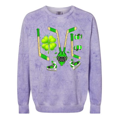 Ice Hockey St Patricks Day Love Cute Boy Girl Goalie Colorblast Crewneck Sweatshirt