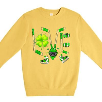 Ice Hockey St Patricks Day Love Cute Boy Girl Goalie Premium Crewneck Sweatshirt