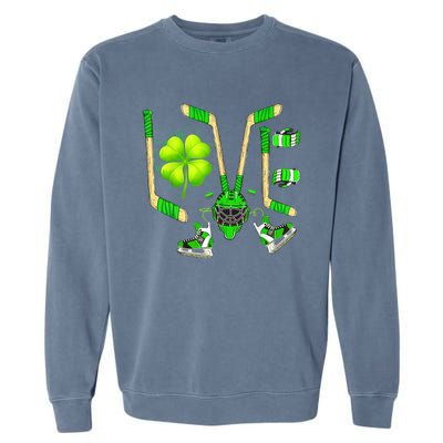 Ice Hockey St Patricks Day Love Cute Boy Girl Goalie Garment-Dyed Sweatshirt