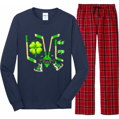 Ice Hockey St Patricks Day Love Cute Boy Girl Goalie Long Sleeve Pajama Set