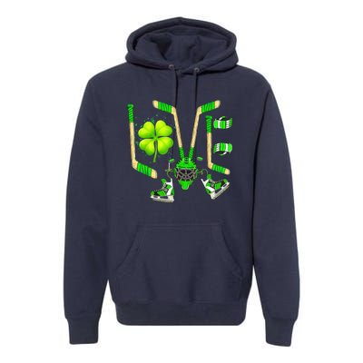 Ice Hockey St Patricks Day Love Cute Boy Girl Goalie Premium Hoodie