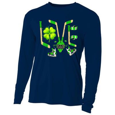 Ice Hockey St Patricks Day Love Cute Boy Girl Goalie Cooling Performance Long Sleeve Crew