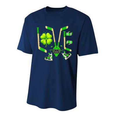 Ice Hockey St Patricks Day Love Cute Boy Girl Goalie Performance Sprint T-Shirt