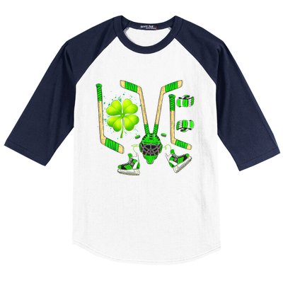 Ice Hockey St Patricks Day Love Cute Boy Girl Goalie Baseball Sleeve Shirt