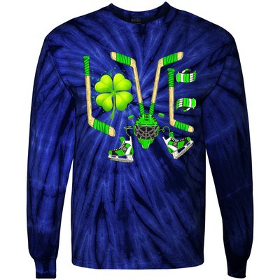 Ice Hockey St Patricks Day Love Cute Boy Girl Goalie Tie-Dye Long Sleeve Shirt