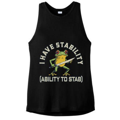 I Have Stability Ability To Stab Funny Frog Humor Sarcastic Ladies PosiCharge Tri-Blend Wicking Tank