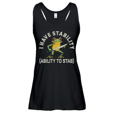 I Have Stability Ability To Stab Funny Frog Humor Sarcastic Ladies Essential Flowy Tank