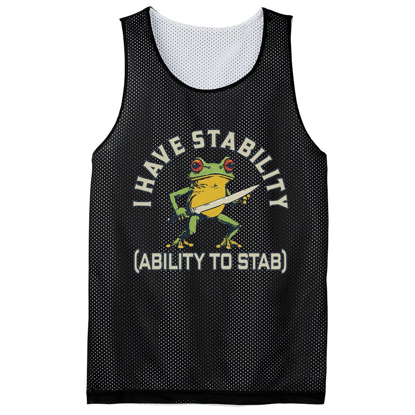 I Have Stability Ability To Stab Funny Frog Humor Sarcastic Mesh Reversible Basketball Jersey Tank