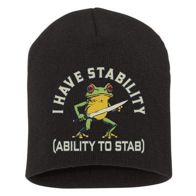 I Have Stability Ability To Stab Funny Frog Humor Sarcastic Short Acrylic Beanie