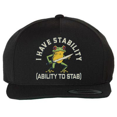 I Have Stability Ability To Stab Funny Frog Humor Sarcastic Wool Snapback Cap
