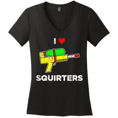 I Heart Squirters Funny I Love Squirters Women's V-Neck T-Shirt
