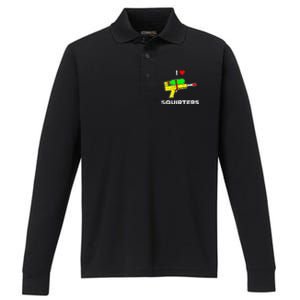 I Heart Squirters I Love Squirters Performance Long Sleeve Polo