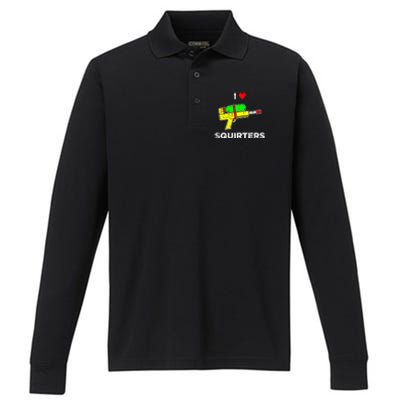 I Heart Squirters I Love Squirters Performance Long Sleeve Polo