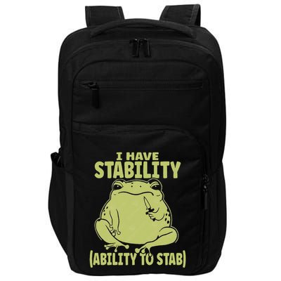 I Have Stability Ability To Stab Funny Meme Frog Retro Humor Impact Tech Backpack