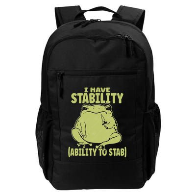 I Have Stability Ability To Stab Funny Meme Frog Retro Humor Daily Commute Backpack