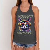 I Have Selective Hearing Cool Funny Cat Design Headphones Women's Knotted Racerback Tank