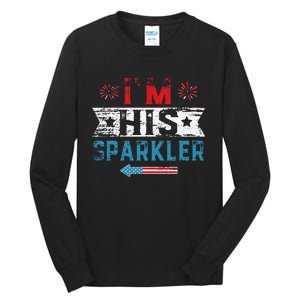 I'm His Sparkler His And Her 4th Of July Matching Couples Tall Long Sleeve T-Shirt