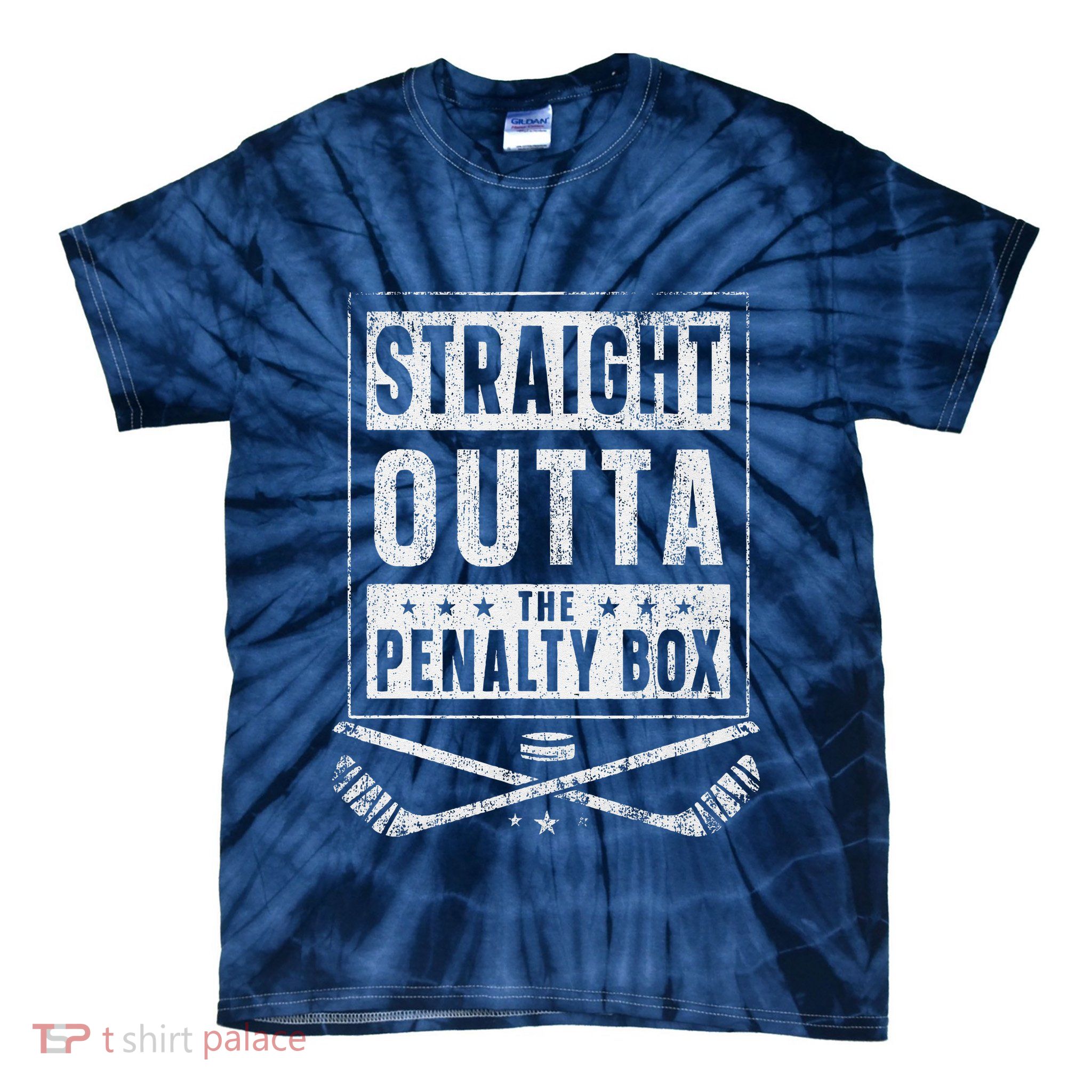 Ice Hockey Straight Outta Penalty Box Funny Tie-Dye T-Shirt