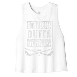 Ice Hockey Straight Outta Penalty Box Funny Women's Racerback Cropped Tank