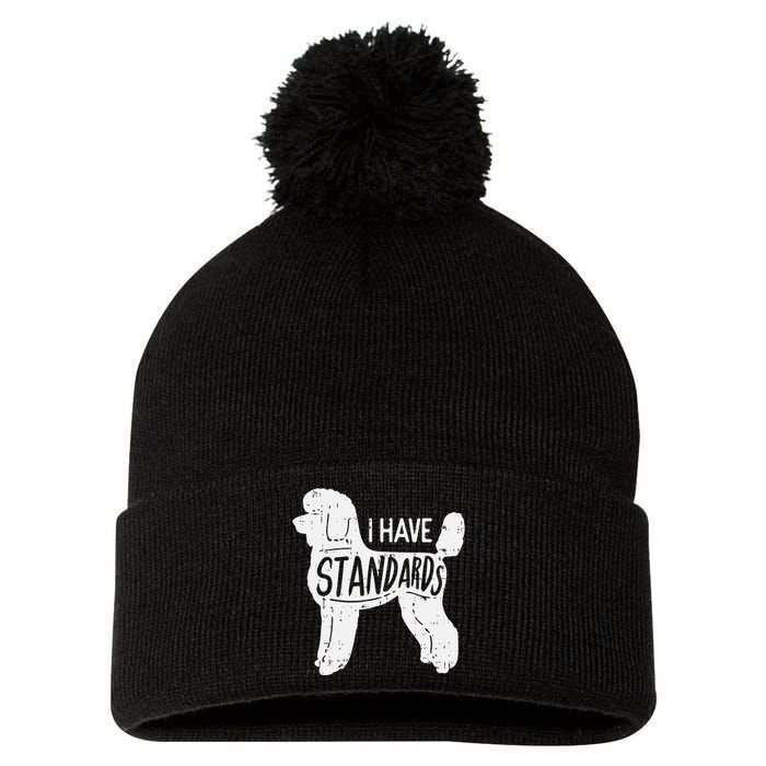 I Have Standards Poodle Funny Humor Pet Dog Lover Owner Gift Pom Pom 12in Knit Beanie