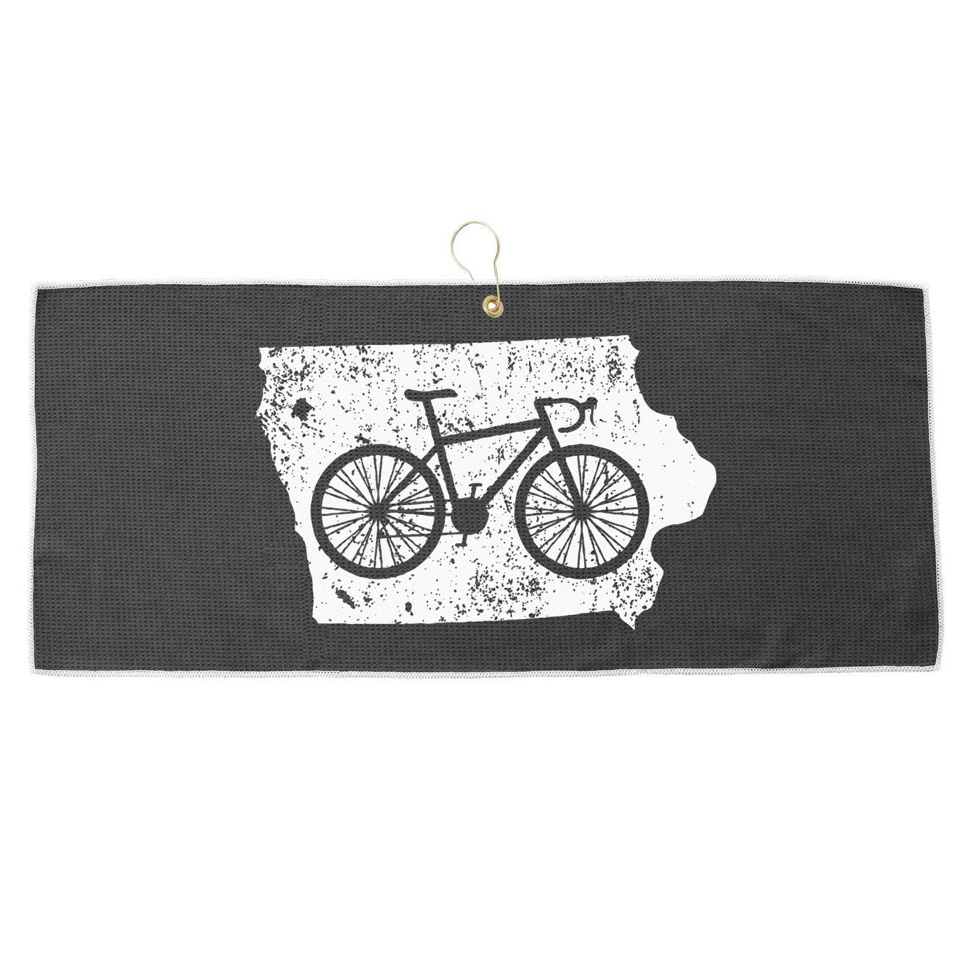 Iowa Home State Bike Cycling & Triathlon Gift Large Microfiber Waffle Golf Towel