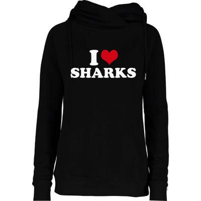 I Heart Sharks Womens Funnel Neck Pullover Hood