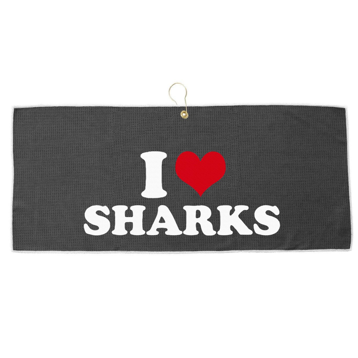 I Heart Sharks Large Microfiber Waffle Golf Towel