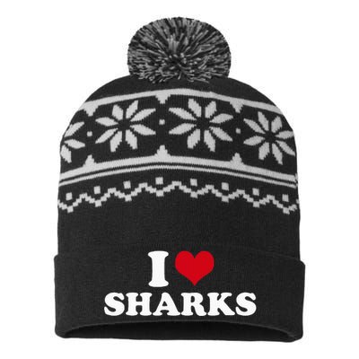 I Heart Sharks USA-Made Snowflake Beanie