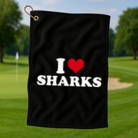 I Heart Sharks Golf Towel