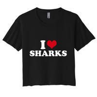 I Heart Sharks Women's Crop Top Tee