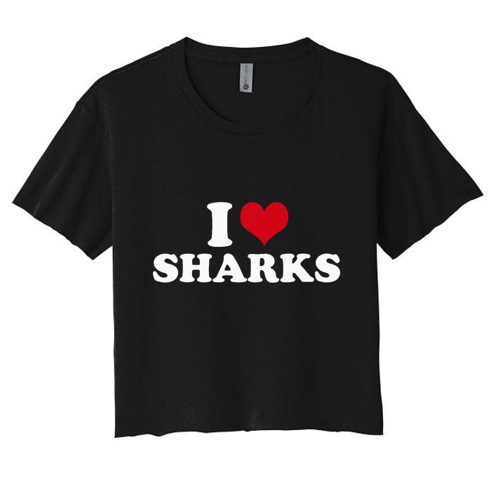 I Heart Sharks Women's Crop Top Tee