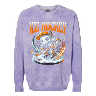 Ice Hockey Skeleton Colorblast Crewneck Sweatshirt