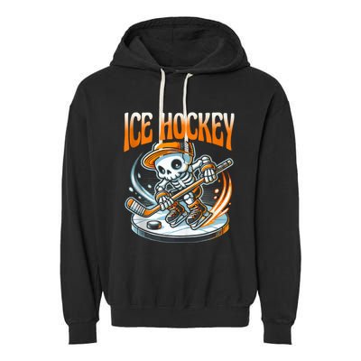 Ice Hockey Skeleton Garment-Dyed Fleece Hoodie