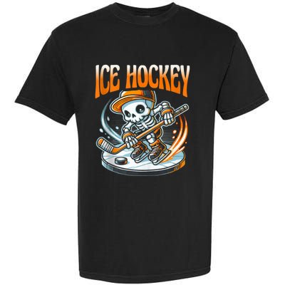 Ice Hockey Skeleton Garment-Dyed Heavyweight T-Shirt