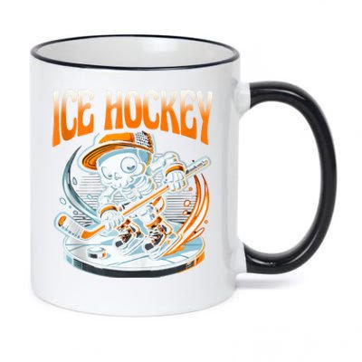 Ice Hockey Skeleton 11oz Black Color Changing Mug