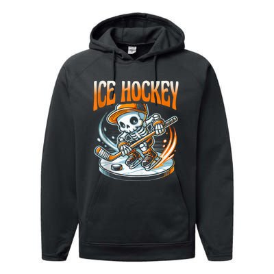 Ice Hockey Skeleton Performance Fleece Hoodie